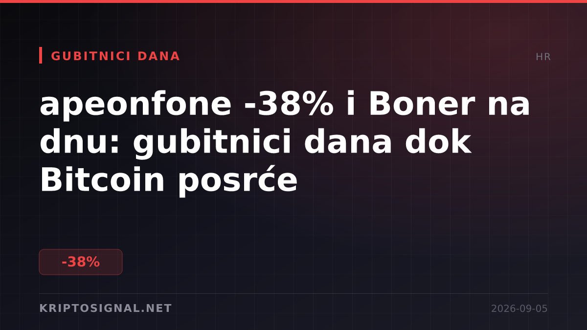 apeonfone -38% i Boner na dnu: gubitnici dana dok Bitcoin posrće
