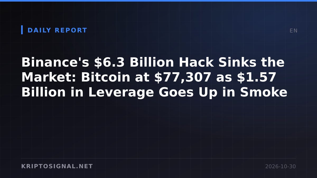 Binance's $6.3 Billion Hack Sinks the Market: Bitcoin at $77,307 as $1.57 Billion in Leverage Goes Up in Smoke