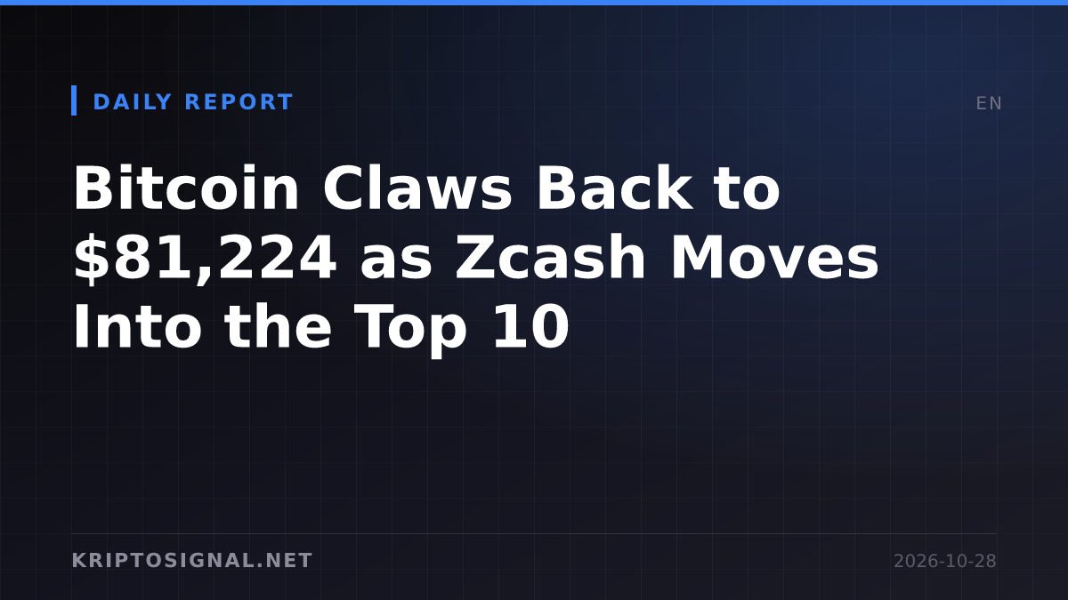 Bitcoin Claws Back to $81,224 as Zcash Moves Into the Top 10