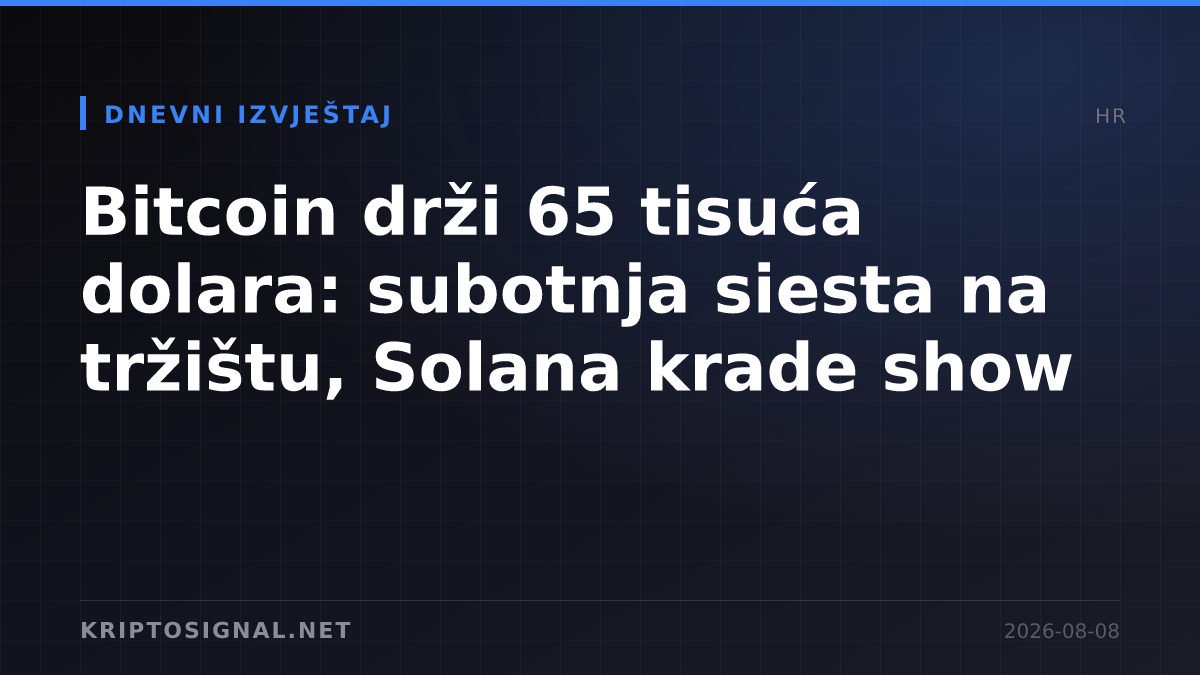 Bitcoin drži 65 tisuća dolara: subotnja siesta na tržištu, Solana krade show