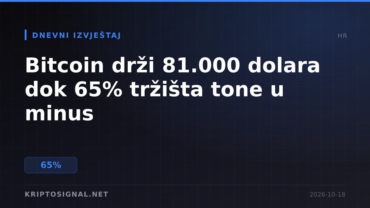 Bitcoin drži 81.000 dolara dok 65% tržišta tone u minus