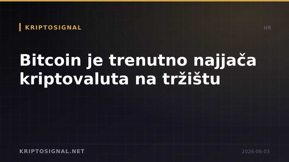 Bitcoin je trenutno najjača kriptovaluta na tržištu
