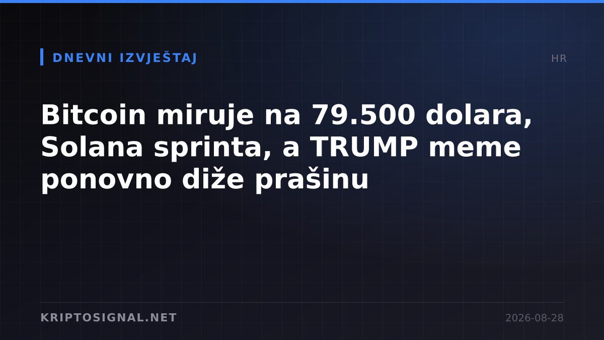 Bitcoin miruje na 79.500 dolara, Solana sprinta, a TRUMP meme ponovno diže prašinu