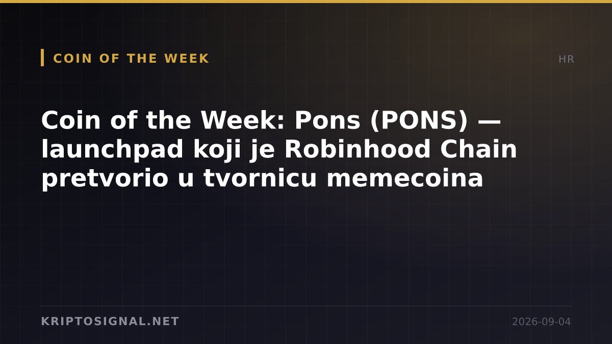 Coin of the Week: Pons (PONS) — launchpad koji je Robinhood Chain pretvorio u tvornicu memecoina
