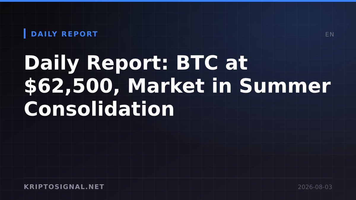 Daily Report: BTC at $62,500, Market in Summer Consolidation