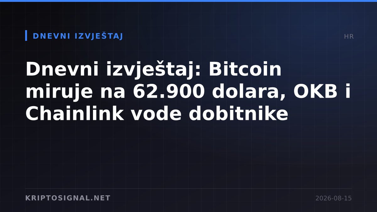 Dnevni izvještaj: Bitcoin miruje na 62.900 dolara, OKB i Chainlink vode dobitnike