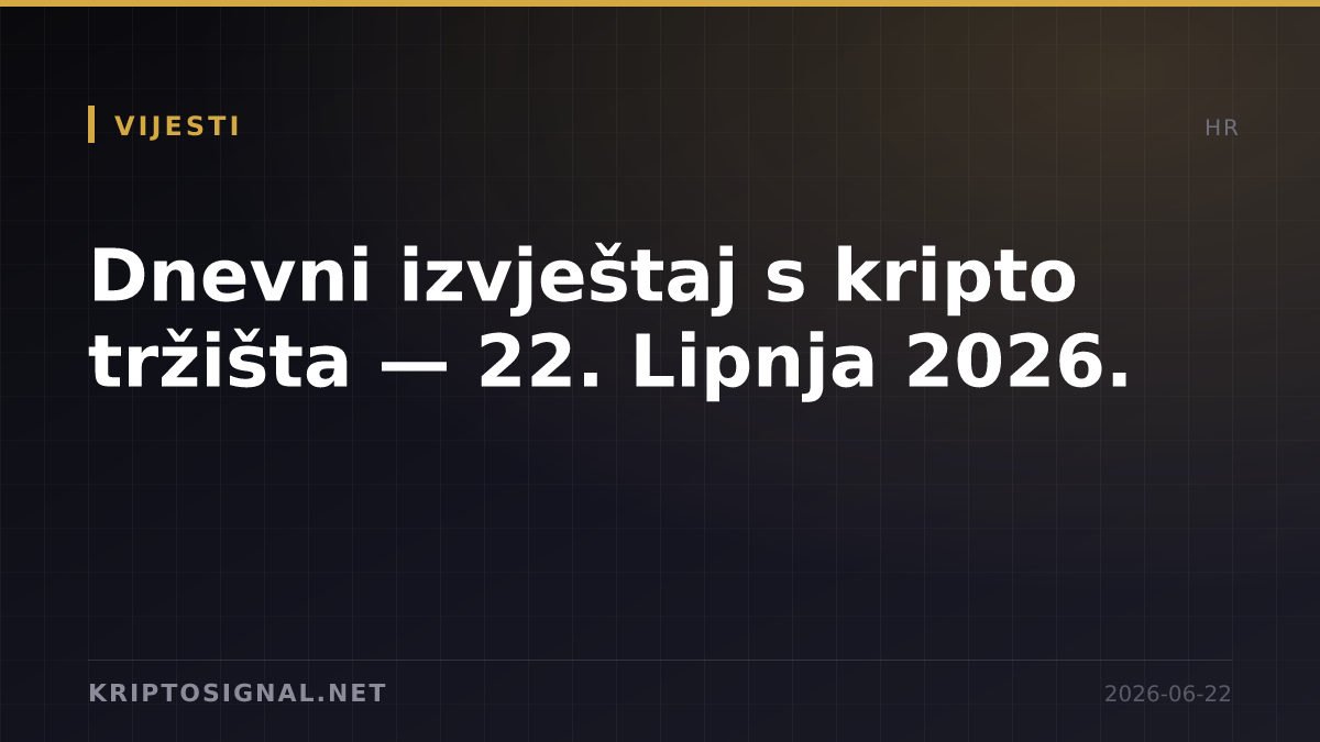 Dnevni izvještaj s kripto tržišta — 22. Lipnja 2026.