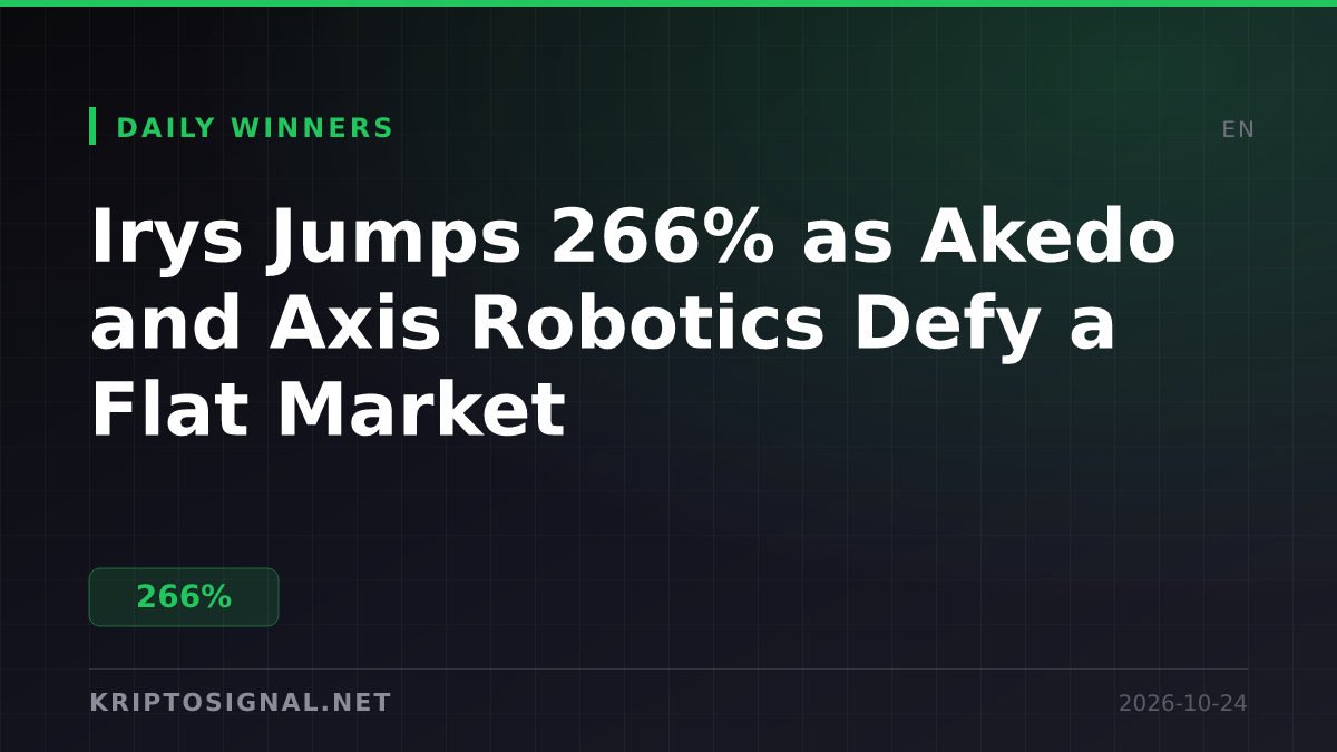 Irys Jumps 266% as Akedo and Axis Robotics Defy a Flat Market