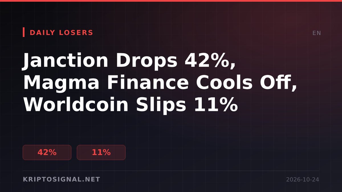 Janction Drops 42%, Magma Finance Cools Off, Worldcoin Slips 11%