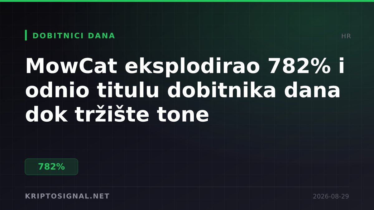 MowCat eksplodirao 782% i odnio titulu dobitnika dana dok tržište tone